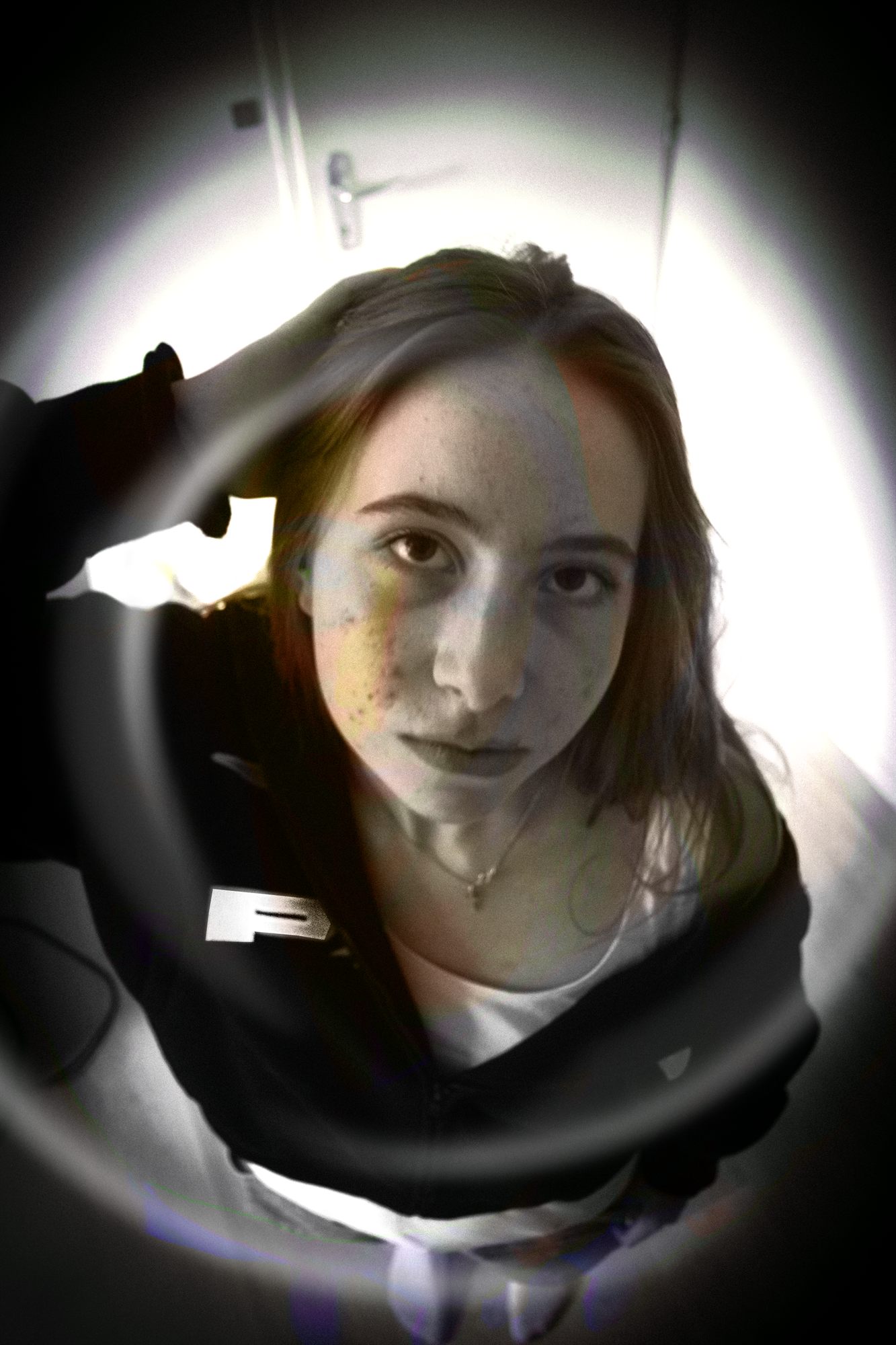 Portrait créatif au flash circulaire